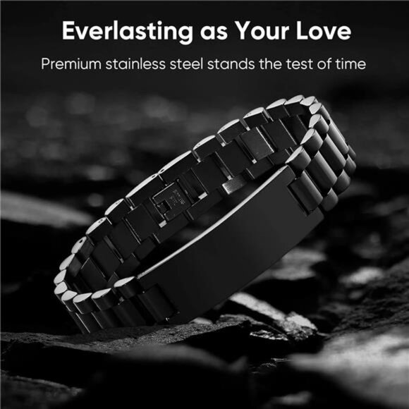 VNOX Masculine Watch Band Stainless Steel Link Bracelet Personalized Jewelry - Picture 5 of 7